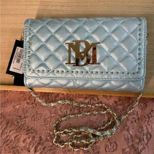 Badgley Mischka Baby Blue Quilted Shoulder Bag